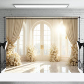 Aperturee - Aperturee Beige Rose Curtain Sunlight Window Wedding Backdrop
