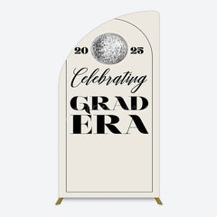 Aperturee - Aperturee Beige Silver Disco Ball Grad Era Party Half Moon Arch Backdrop