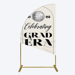 Aperturee - Aperturee Beige Silver Disco Ball Grad Era Party Half Moon Arch Backdrop
