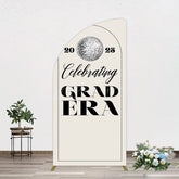 Aperturee - Aperturee Beige Silver Disco Ball Grad Era Party Half Moon Arch Backdrop