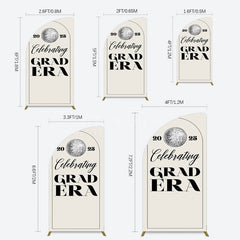 Aperturee - Aperturee Beige Silver Disco Ball Grad Era Party Half Moon Arch Backdrop