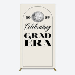 Aperturee - Aperturee Beige Silver Disco Ball Grad Era Party Rectangle Backdrop