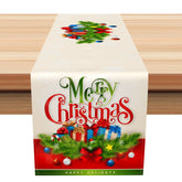 Aperturee - Aperturee Beige Snowflakes Gifts Pine Leaves Xmas Table Runner