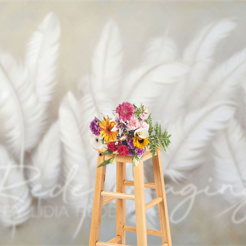 Aperturee - Aperturee Beige Soft White Feather Fine Art Photo Backdrop