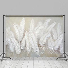 Aperturee - Aperturee Beige Soft White Feather Fine Art Photo Backdrop