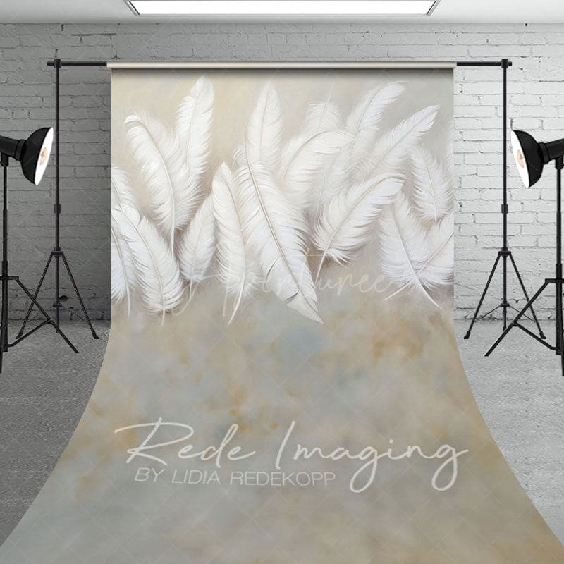 Aperturee - Aperturee Beige Soft White Feather Fine Art Sweep Backdrop