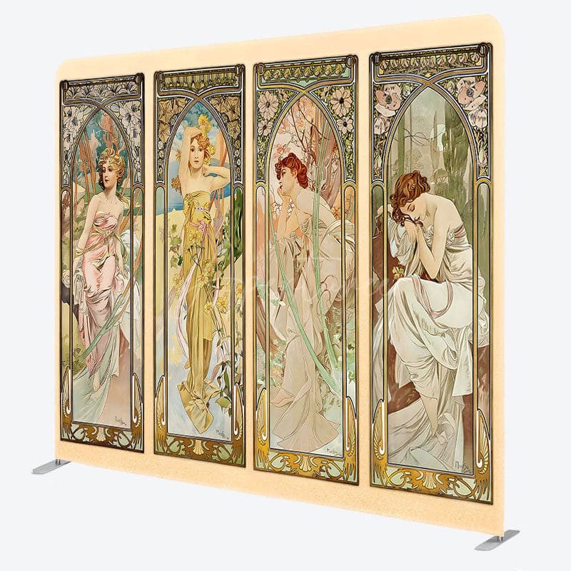 Aperturee - Aperturee Beige Vintage Art Painting Woman Pillow Case Backdrop