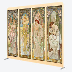Aperturee - Aperturee Beige Vintage Art Painting Woman Pillow Case Backdrop