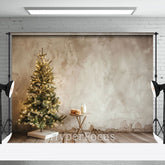 Aperturee - Aperturee Beige Vintage Wall Xmas Tree Table Christmas Backdrop