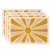 Aperturee - Aperturee Beige Yellow Abstract Boho Sun Set Of 4 Placemats