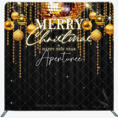 Aperturee - Aperturee Bells Black Merry Christmas Happy New Year Backdrop