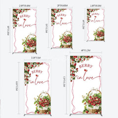 Aperturee - Aperturee Berry In Love Rectangle Backdrop Watercolor Strawberry Basket White Background Sweet Girl Baby Shower Rectangle Cover