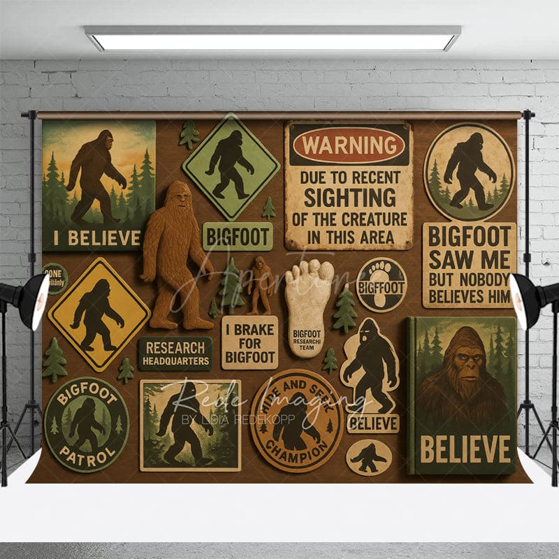 Aperturee - Aperturee Big Foot Believe Forest Decor Photography Backdrop