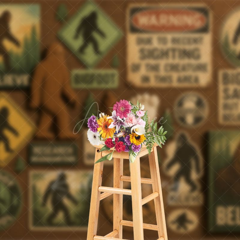 Aperturee - Aperturee Big Foot Believe Forest Decor Photography Backdrop