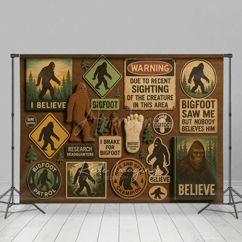 Aperturee - Aperturee Big Foot Believe Forest Decor Photography Backdrop