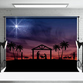 Aperturee - Aperturee Birth Of Jesus Silhouette Christmas Night Backdrop