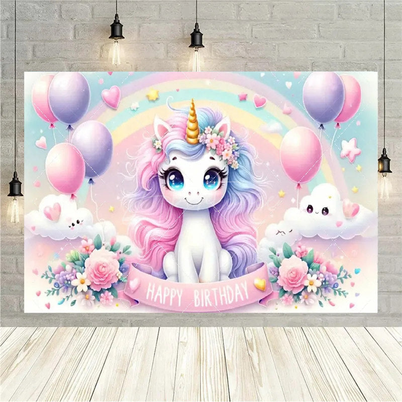 Aperturee Aperturee Birthday 3D Gifts Unicorn Backdrop Floating Party Decor Fun Photo Prop for Celebrations