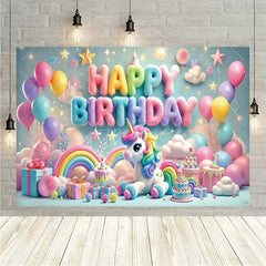 Aperturee Aperturee Birthday 3D Gifts Unicorn Backdrop Floating Party Decor Fun Photo Prop for Celebrations