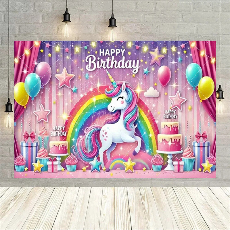 Aperturee Aperturee Birthday 3D Gifts Unicorn Backdrop Floating Party Decor Fun Photo Prop for Celebrations