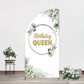 Aperturee Aperturee Birthday Queen Greenery Leaves Half Moon Arch Backdrop