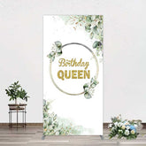 Aperturee Aperturee Birthday Queen Greenery Leaves Rectangle Backdrop