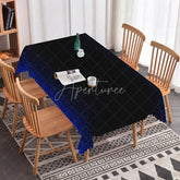 Aperturee - Aperturee Black and Blue Glitter Gradient Rectangle Tablecloth with Scalloped Edge Elegant Party Decoration