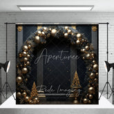 Aperturee - Aperturee Black and Gold Balloon Arch Photography Backdrop Elegant Christmas Decor New Year’s Eve Party Photo Booth
