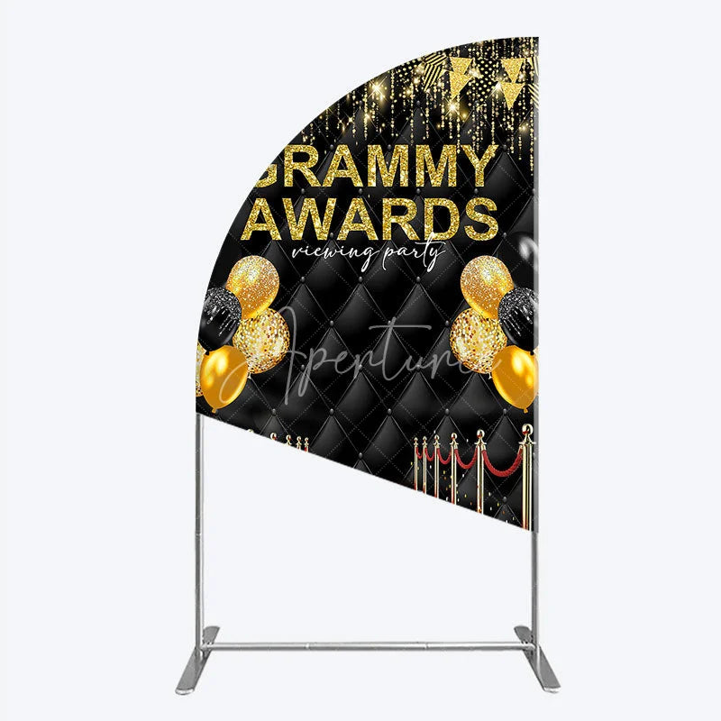 Aperturee - Aperturee Black and Gold Glitter Awards Night Half Moon Arch Backdrop Kit Elegant Red Carpet Viewing Party Decor