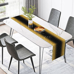 Aperturee - Aperturee Black and Gold Glitter Table Runner Elegant Sparkle for Dining Decor Wedding Anniversary or Birthday Party