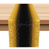 Aperturee - Aperturee Black and Gold Glitter Table Runner Elegant Sparkle for Dining Decor Wedding Anniversary or Birthday Party