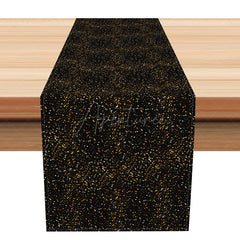Aperturee - Aperturee Black and Gold Polka Dot Table Runner Elegant Sparkle for Dining Decor Wedding Anniversary or Birthday Party