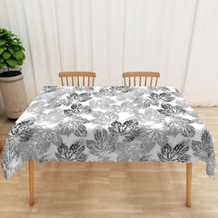 Aperturee - Aperturee Black and Grey Maple Leaf Rectangle Tablecloth for Modern and Moody Fall or Halloween Decorations