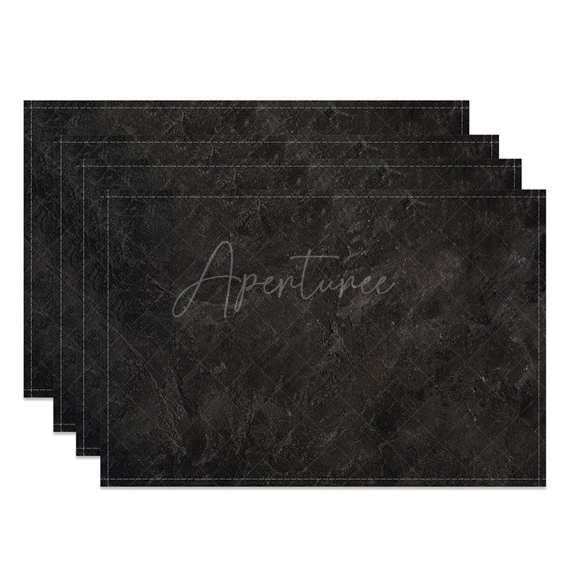 Aperturee - Aperturee Black and Grey Marble Placemats Set of 4 Dark Stone Texture for Modern and Luxury Dining Table