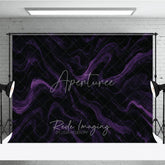 Aperturee - Aperturee Black and Purple Abstract Swirling Photography Backdrop Elegant Marble Texture for Dramatic Portrait Photo Shoots