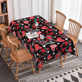 Aperturee - Aperturee Black and Red Scribble Heart Rectangle Tablecloth Hand Drawn Love Doodle Pattern Artistic Valentine Party Decor