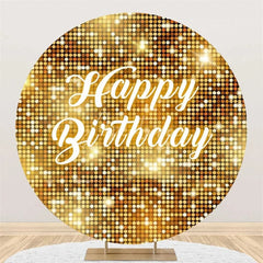 Aperturee - Aperturee Black and Silver Glitter Sequins Round Backdrop Happy Birthday Party Decoration Shimmering Bokeh Circle Cover