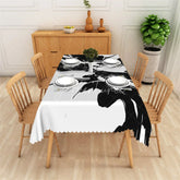 Aperturee - Aperturee Black and White Abstract Splash Rectangle Tablecloth Modern Ink Explosion Graphic Table Cover Decor