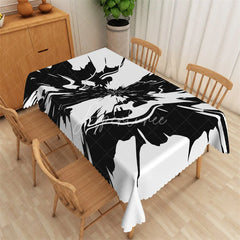 Aperturee - Aperturee Black and White Abstract Splash Rectangle Tablecloth Modern Ink Explosion Graphic Table Cover Decor
