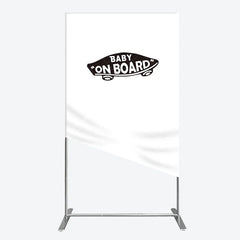 Aperturee - Aperturee Black and White Baby On Board Car Emblem Rectangle Arch Backdrop for Baby Shower Party Decor