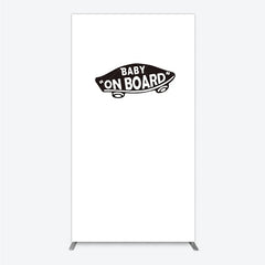 Aperturee - Aperturee Black and White Baby On Board Car Emblem Rectangle Arch Backdrop for Baby Shower Party Decor