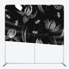 Aperturee - Aperturee Black And White Floral Painting Backdrop Cover For Party
