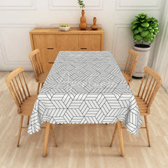 Aperturee - Aperturee Black and White Geometric Rectangle Tablecloth Modern Abstract Pattern for Contemporary Dining Decor