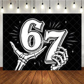Aperturee - Aperturee Black and White Gothic Skeleton Hands 7th Birthday Backdrop Edgy Celebration Party Decor for Adult Milestones