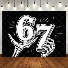 Aperturee - Aperturee Black and White Gothic Skeleton Hands 7th Birthday Backdrop Edgy Celebration Party Decor for Adult Milestones