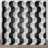 Aperturee - Aperturee Black And White Hexagonal Puzzle Backdrop For Party