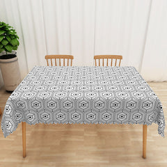 Aperturee - Aperturee Black and White Honeycomb Geometric Rectangle Tablecloth for Modern and Bee Themed Party Decorations