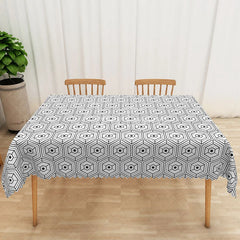 Aperturee - Aperturee Black and White Honeycomb Geometric Rectangle Tablecloth for Modern and Bee Themed Party Decorations