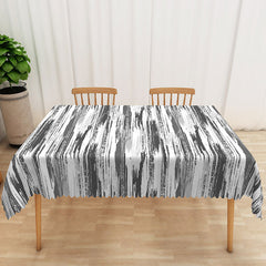 Aperturee - Aperturee Black and White Ink Wash Abstract Rectangle Tablecloth for Modern Zen and Minimalist Dining Decor