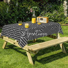 Aperturee - Aperturee Black And White Modern Stripes Rectangle Tablecloth