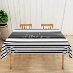 Aperturee - Aperturee Black and White Striped Rectangle Tablecloth Modern Bold Vertical Stripe Table Cover Halloween Party Home Decor